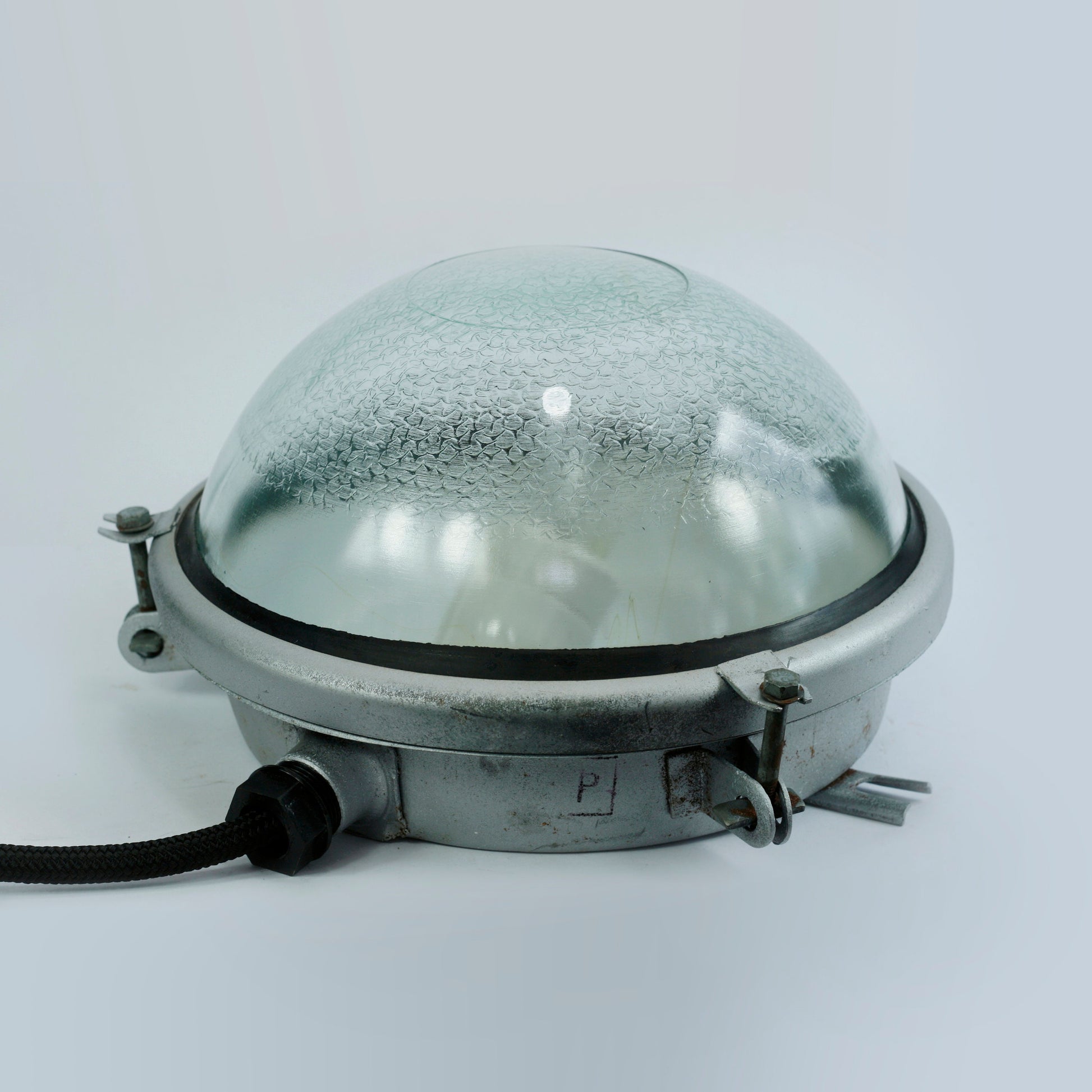 Vintage industrial factory wall lamp LOFT style made in Soviet Union | USSR wall scone light fixture with glass dome. Industrial wall light