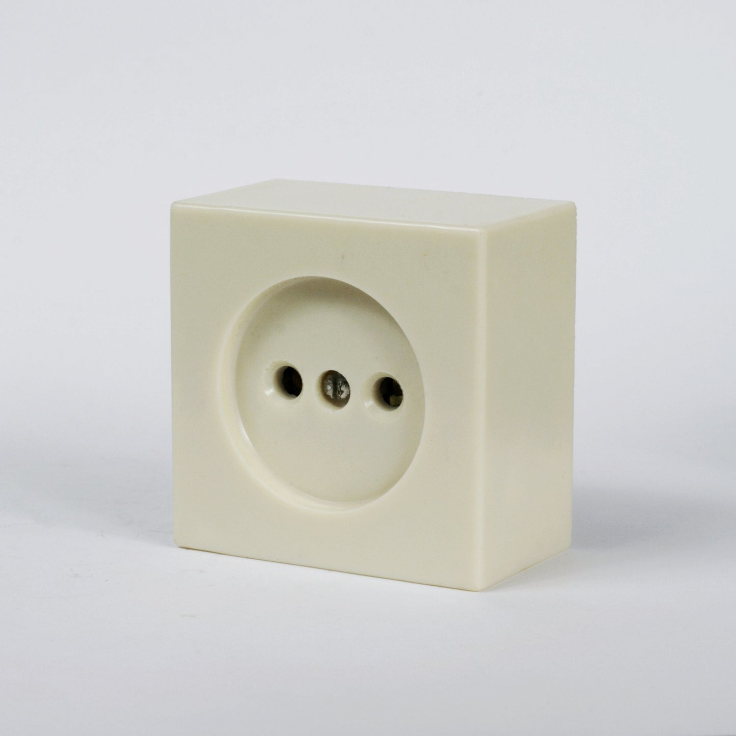 Vintage electrical power outlet socket | USSR Soviet Union retro wall mounted, White square cover electric outlet cover | wall plug covers