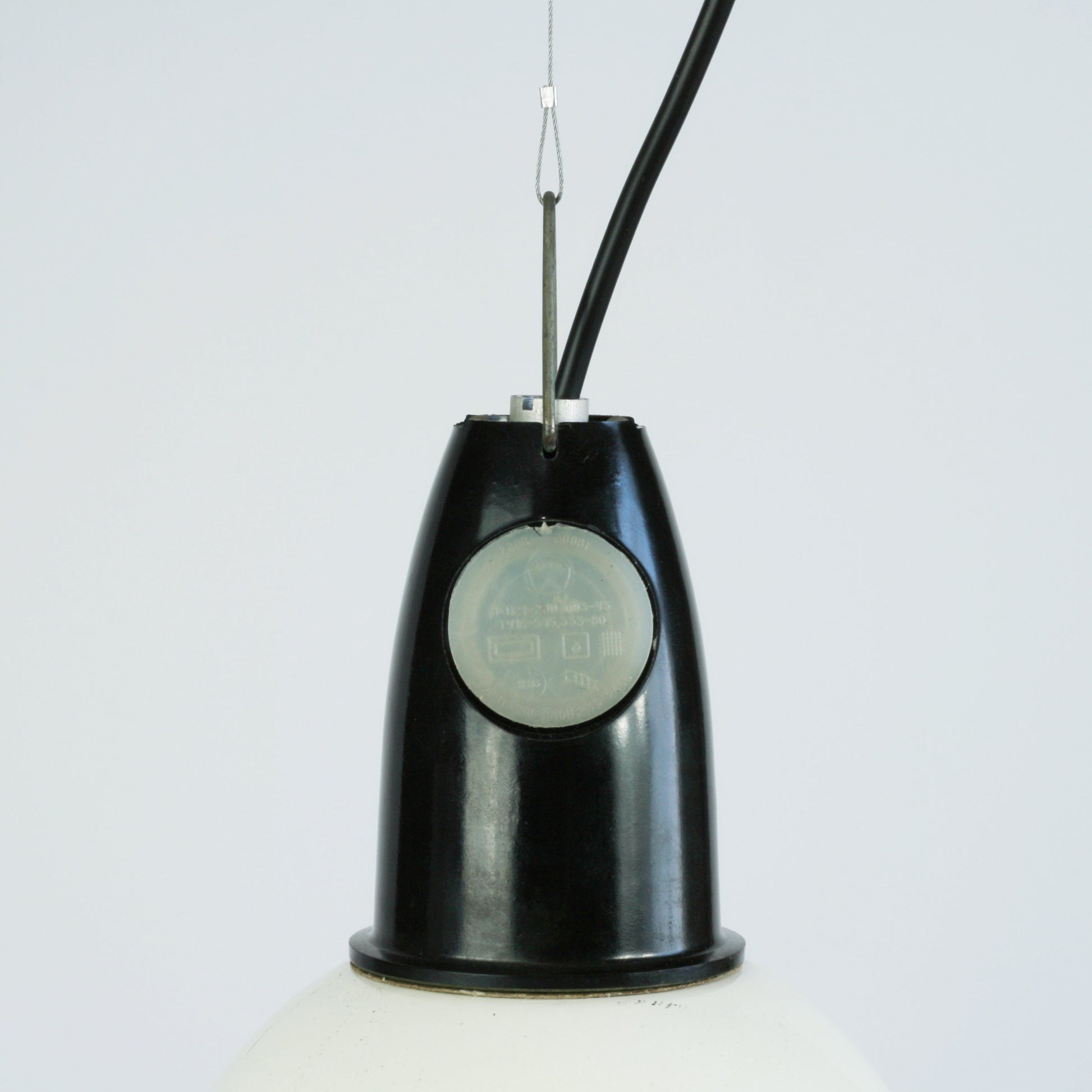 Vintage industrial lighting Soviet pendant lamp | Mini USSR white enamel pendant light | Ceiling hanging lighting fixture with bakelite