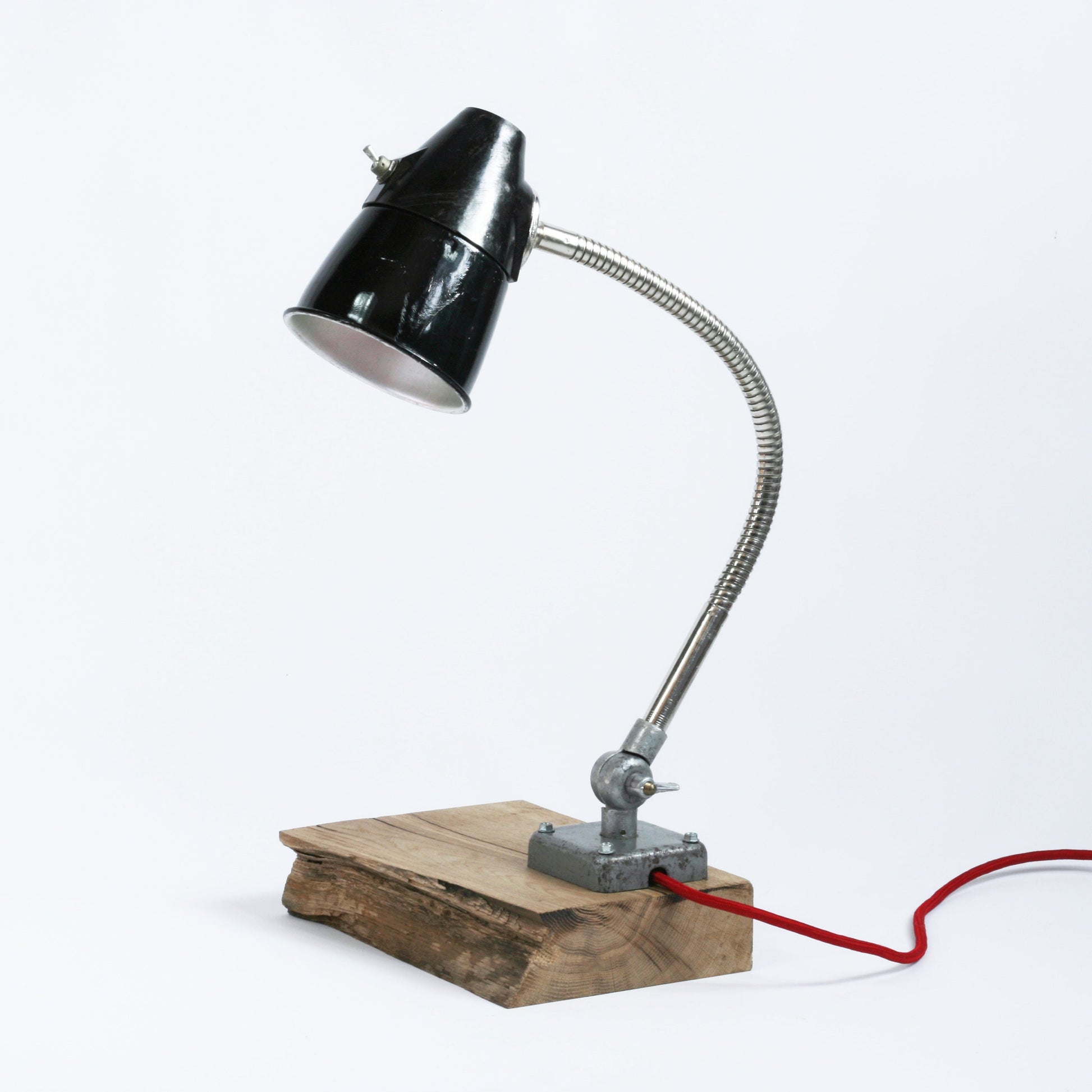 Vintage Soviet table desk lamp | Bakelite lighting with white enamel or black shade | USSR industrial factory light | Gooseneck desk lamp