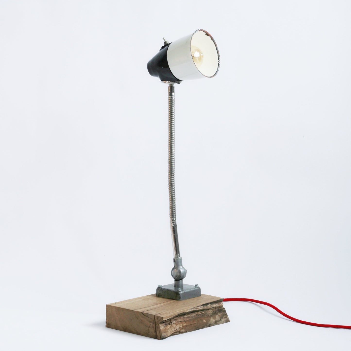 Vintage Soviet table desk lamp | Bakelite lighting with white enamel or black shade | USSR industrial factory light | Gooseneck desk lamp