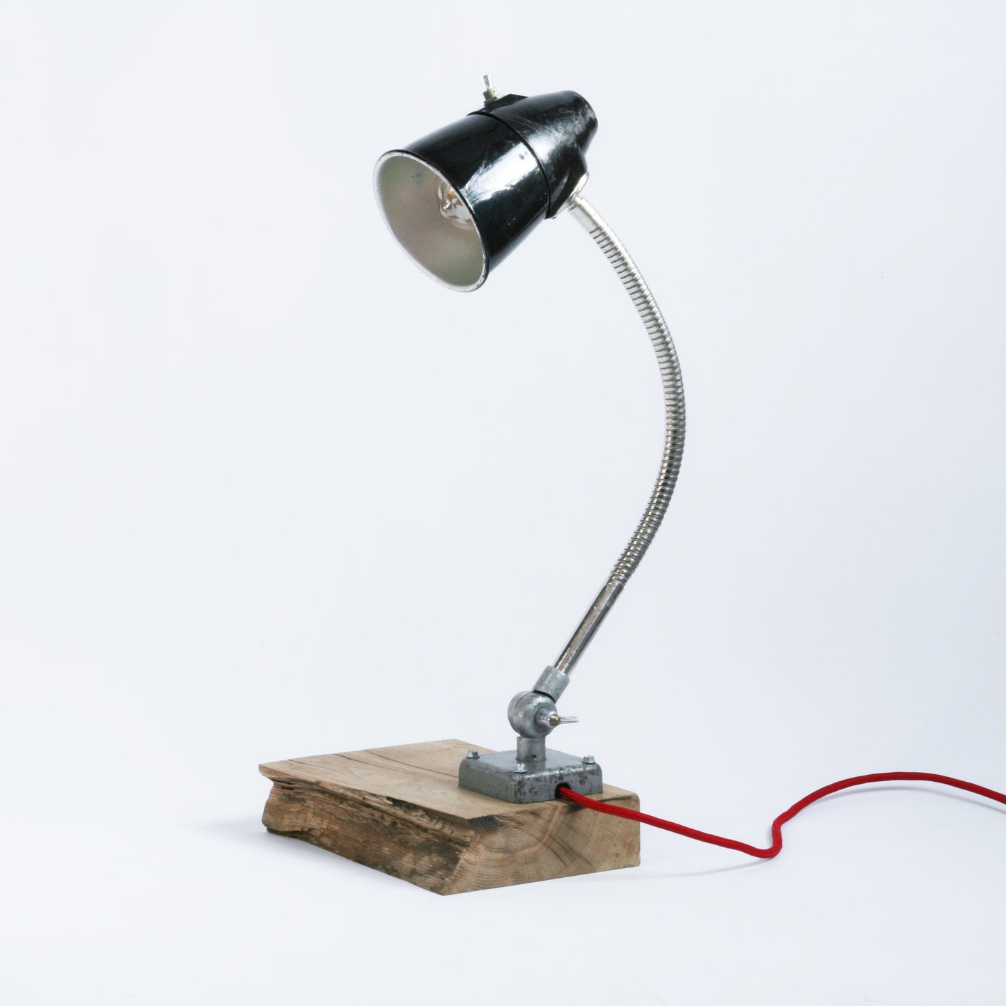 Vintage Soviet table desk lamp | Bakelite lighting with white enamel or black shade | USSR industrial factory light | Gooseneck desk lamp