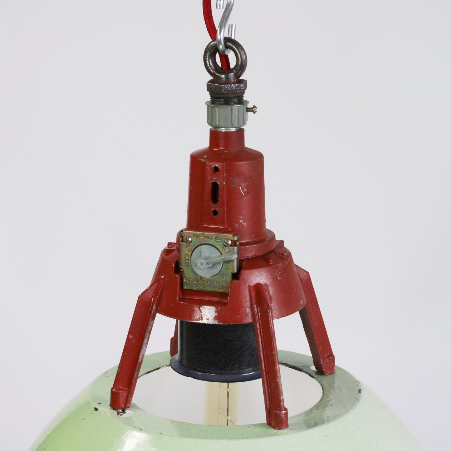 XL Industrial Soviet light shade | Vintage USSR green enamel pendant light shade | industrial lighting Enamel shade pendant industrial lamp