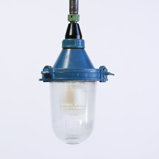 Industrial Soviet pendant lamp | Vintage industrial pendant light- Blue Soviet industrial lamp with bakelite | USSR lamp, lightin fixture