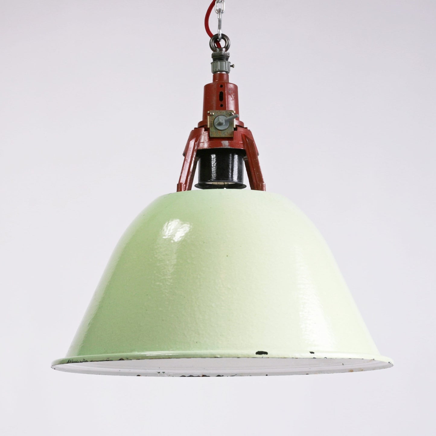 XL Industrial Soviet light shade | Vintage USSR green enamel pendant light shade | industrial lighting Enamel shade pendant industrial lamp