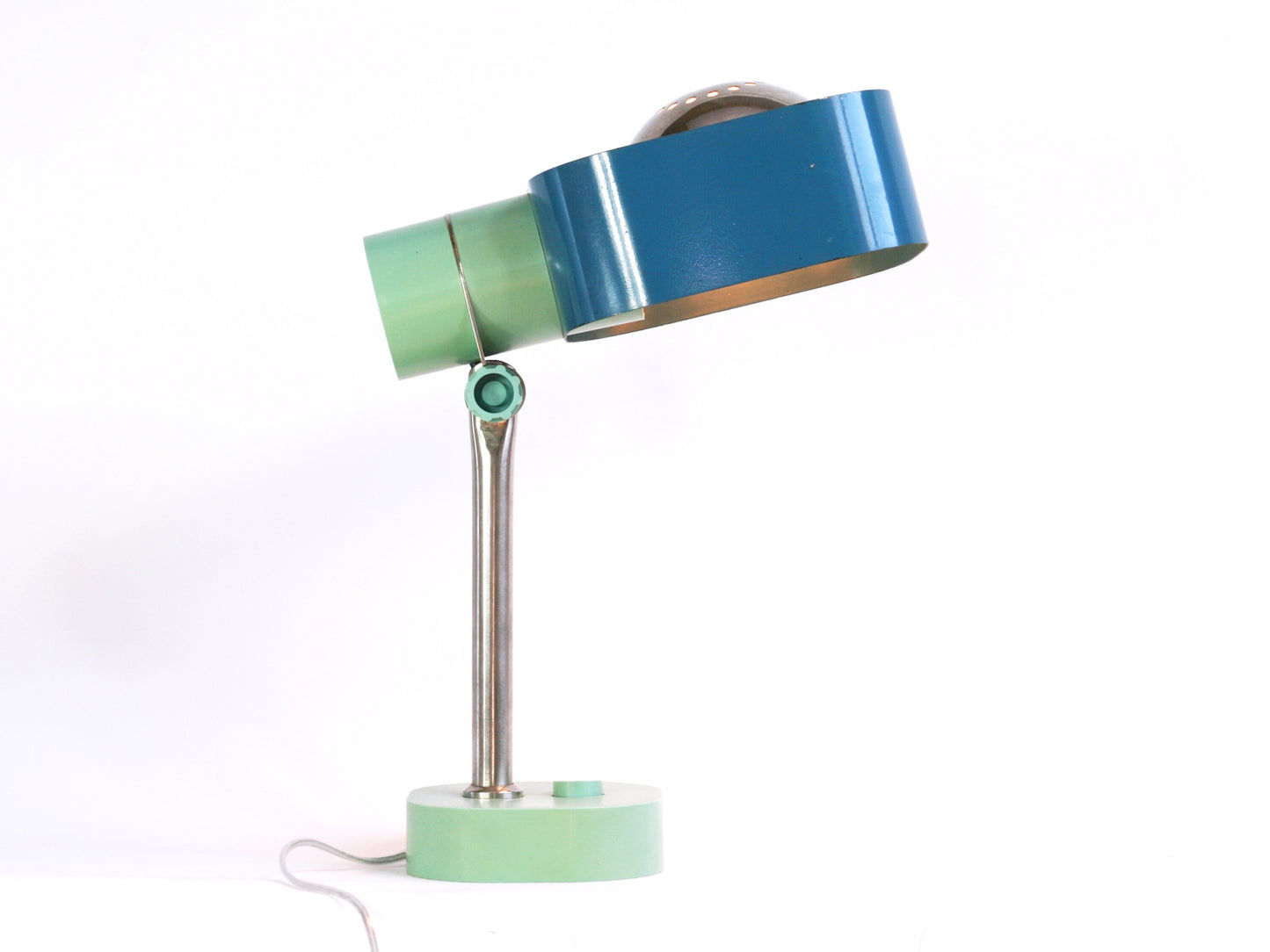 Vintage Soviet desk lamp - blue shade table lighting, green details | Adjustable Soviet desk lamp | USSR Soviet Union light. Retro desk lamp