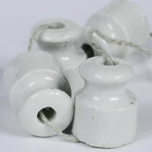 Porcelain insulator peg for DIY hook in white, Vintage look retro ceramic electrical insulators for cable fixture wall fitting