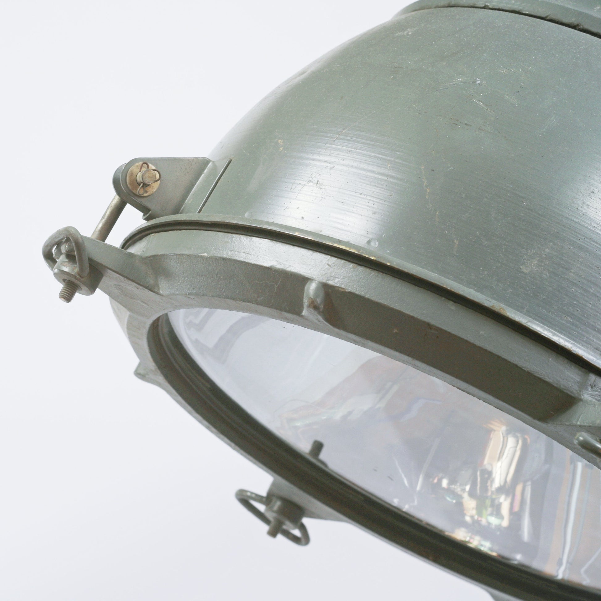 Vintage industrial Soviet searchlight lamp | Marine searchlight light fixture | USSR nautical lighting gray spotlight for tripod or a pole